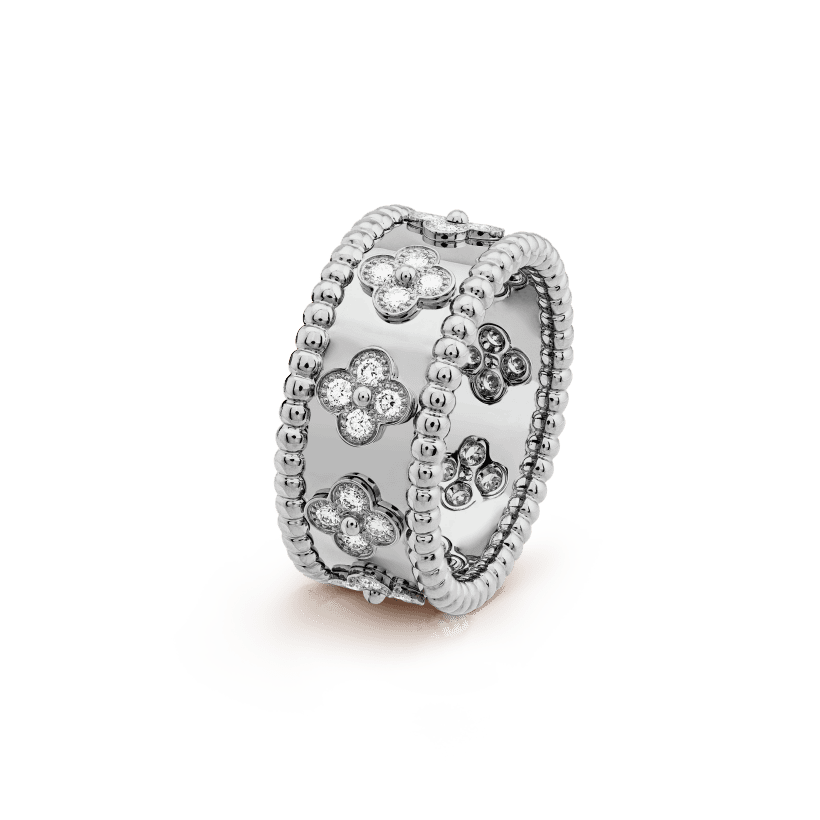 18K Perl̩e Clovers Ring