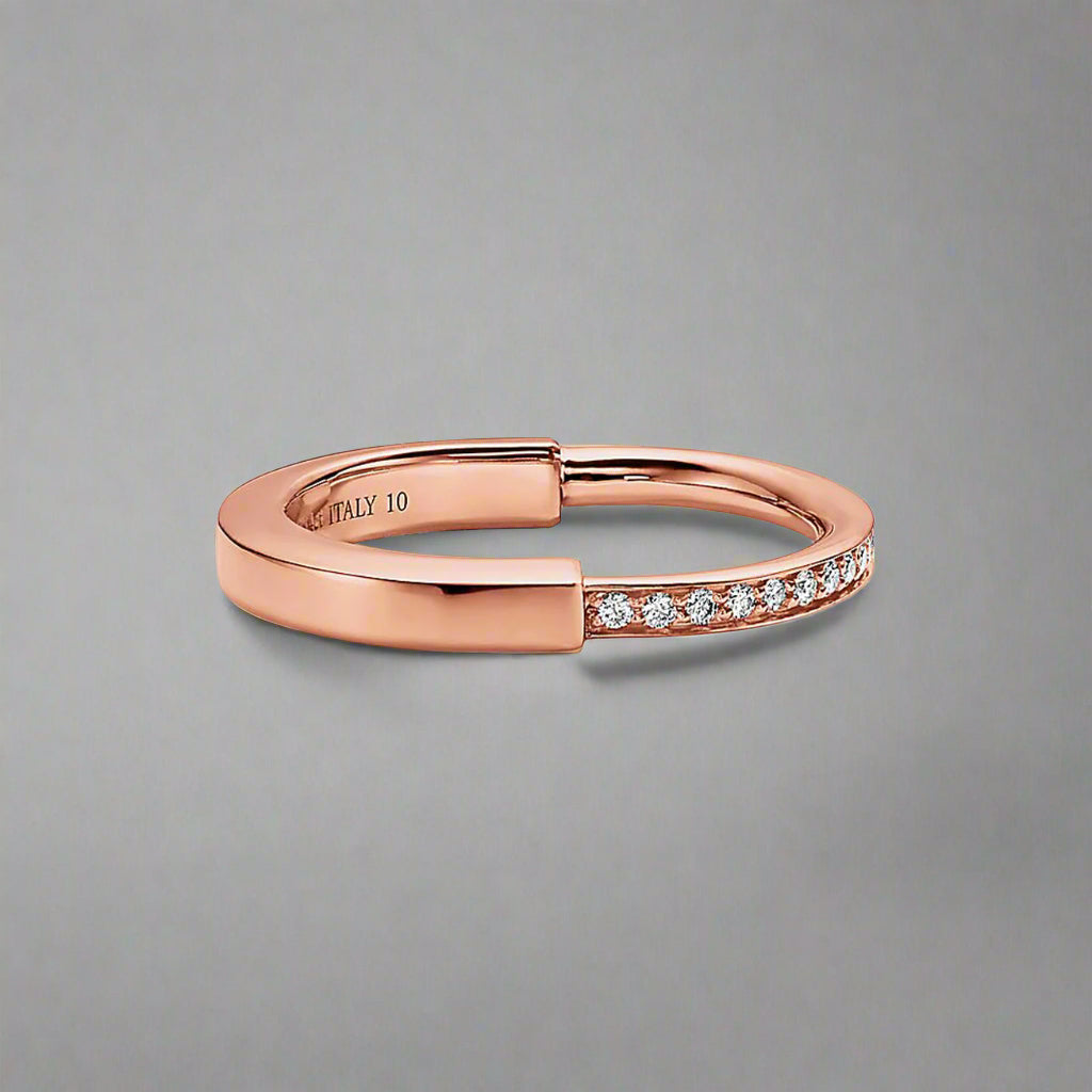 18K T Lock Diamonds Rose Gold Ring
