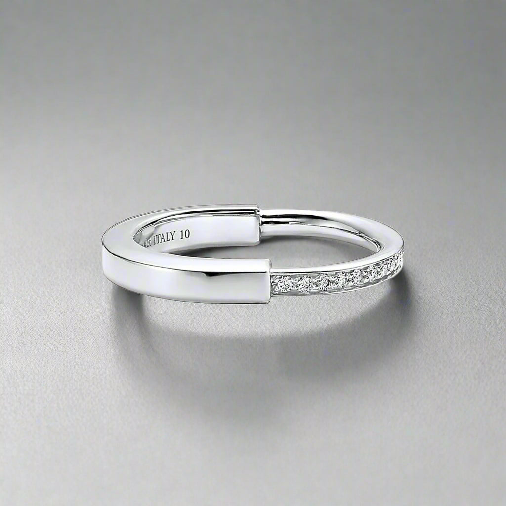 18K T Lock Diamonds White Gold Ring