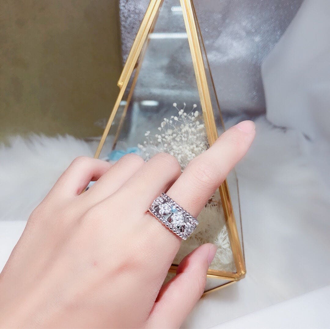 18K Perl̩e Clovers Ring