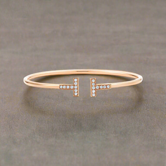 18K T Diamond Wire Bracelet