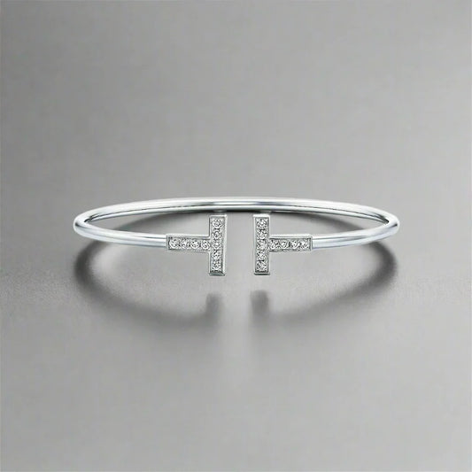 18K T Diamond Wire Bracelet