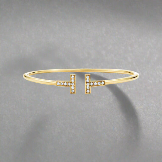 18K T Diamond Wire Bracelet